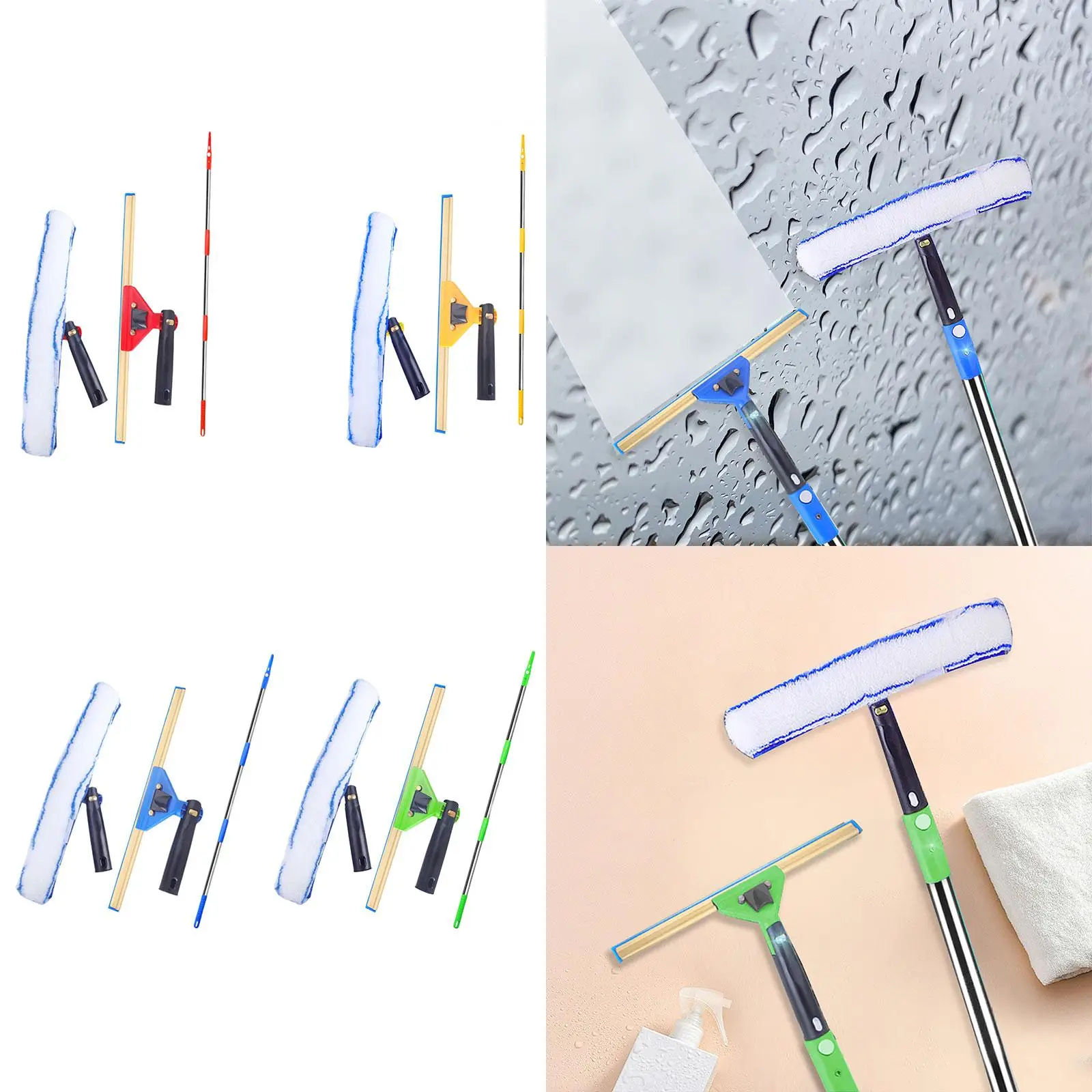 3x Squeegee for Window Cleaning Set Rotate Retractable Extendable Squeegee Window Cleaner for Bathroom Garden Car Shower Window