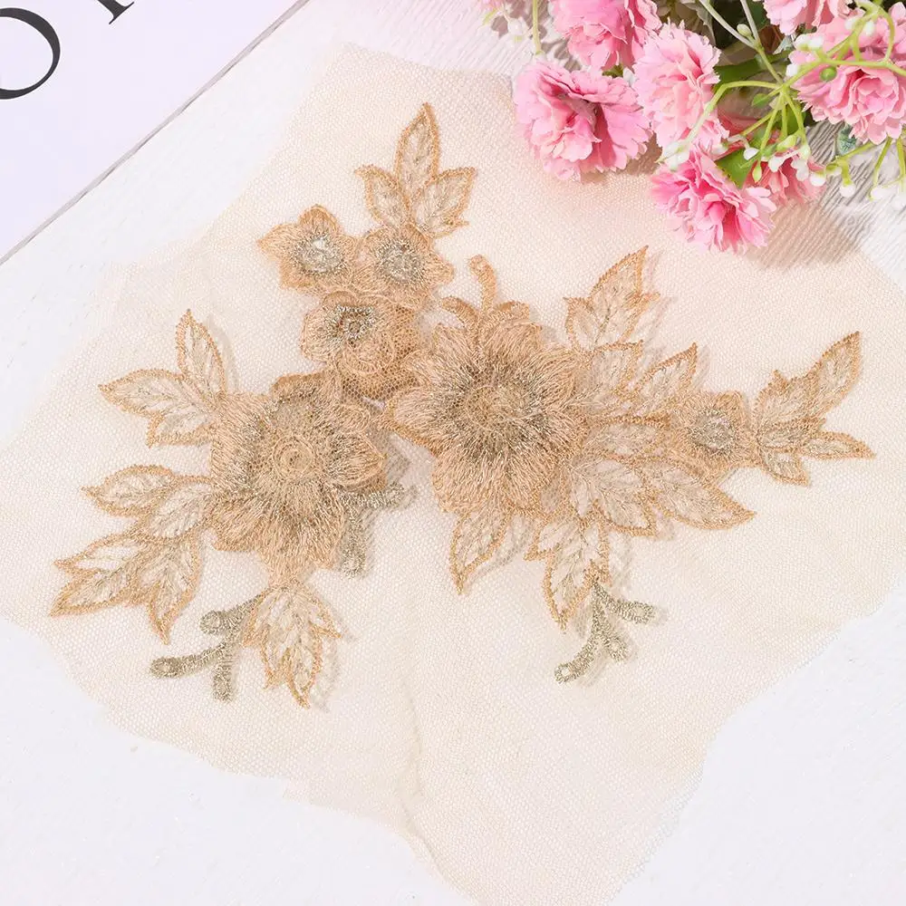 3D Trims Motif Embroidery Trim Lace Flower Bridal Applique Tulle DIY Blossom Wedding Dress Sewing Craft
