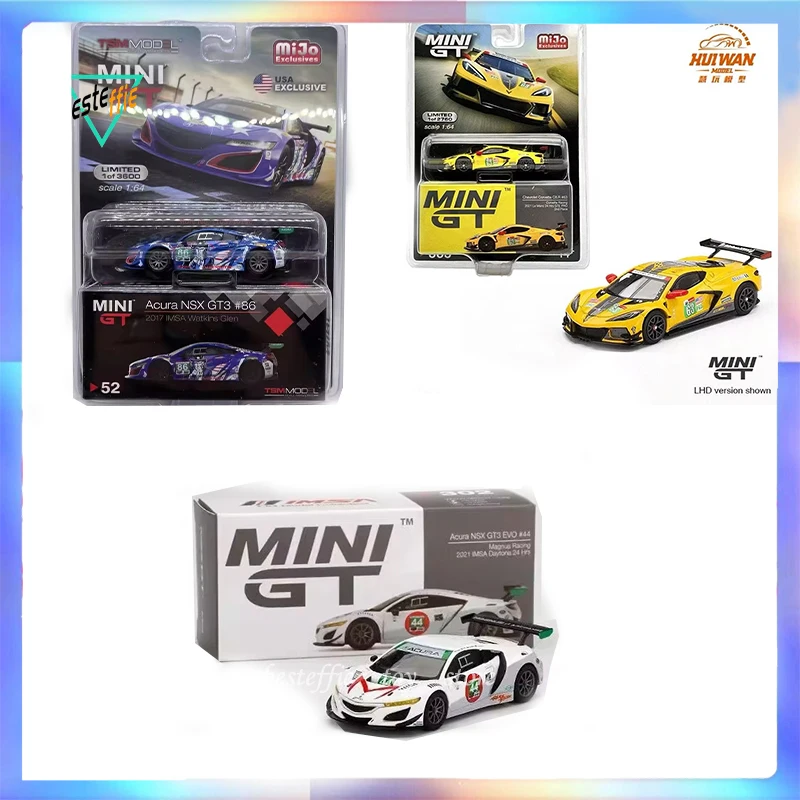 Mini Gt Car Model  1/64 Corvette c8 63 Acura nsx gt3 evo n86 cars model alloy Limited Edition Simulated model boy collection toy