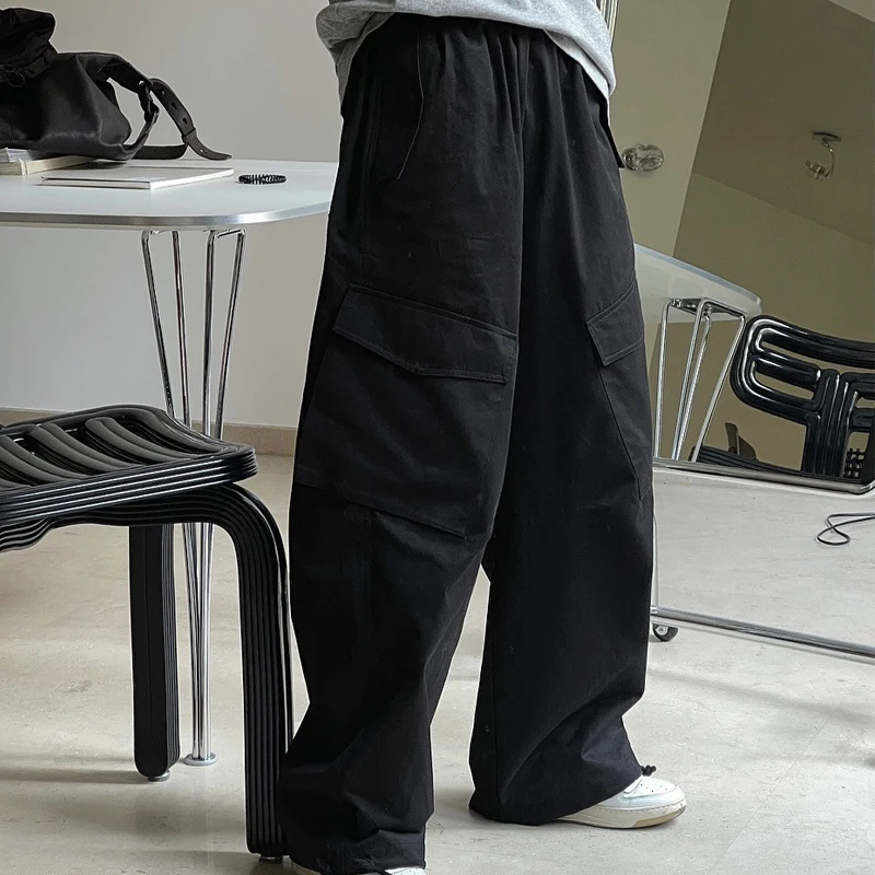 Spring Autumn Women's Casual Solid Color Pocket Decorative Loose Pants