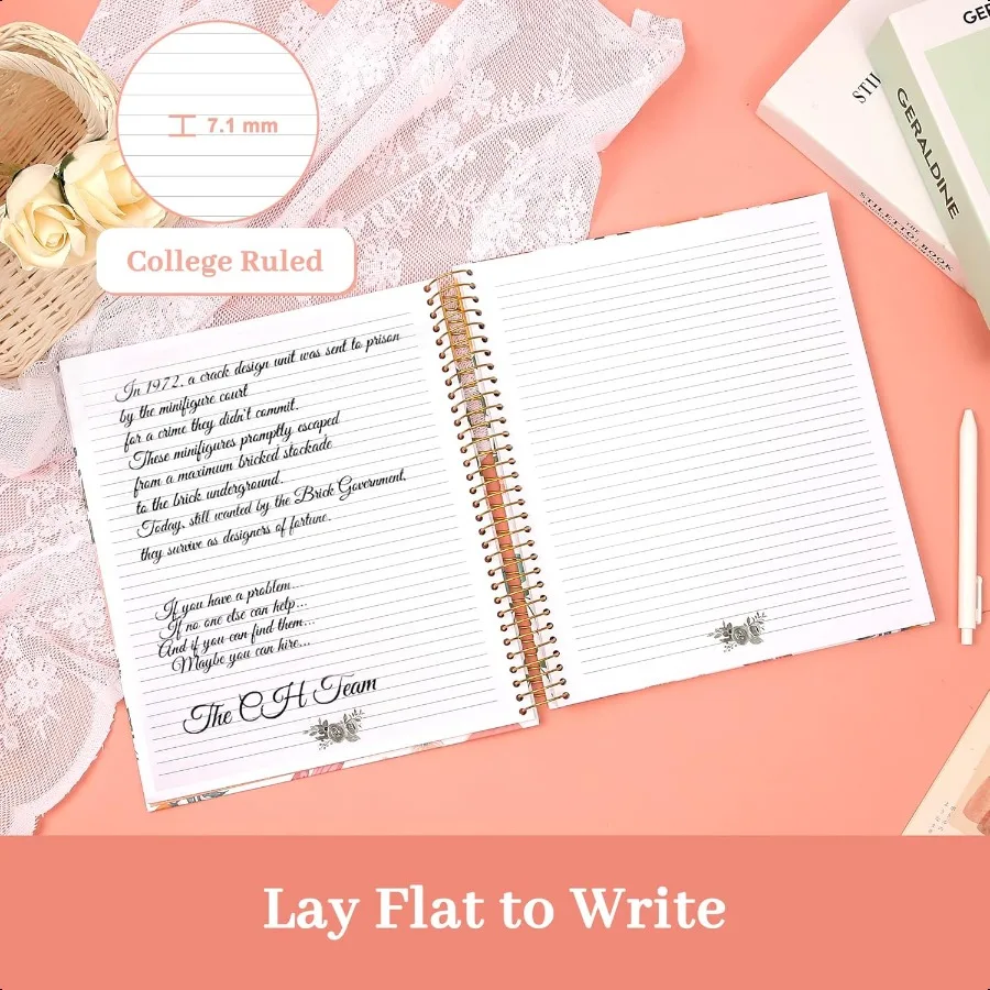 Hardcover Spiral Notebook College Ruled Aesthetic Spiral Notebook Journal with Large Pockets Note Book for Note Taking Work Wom