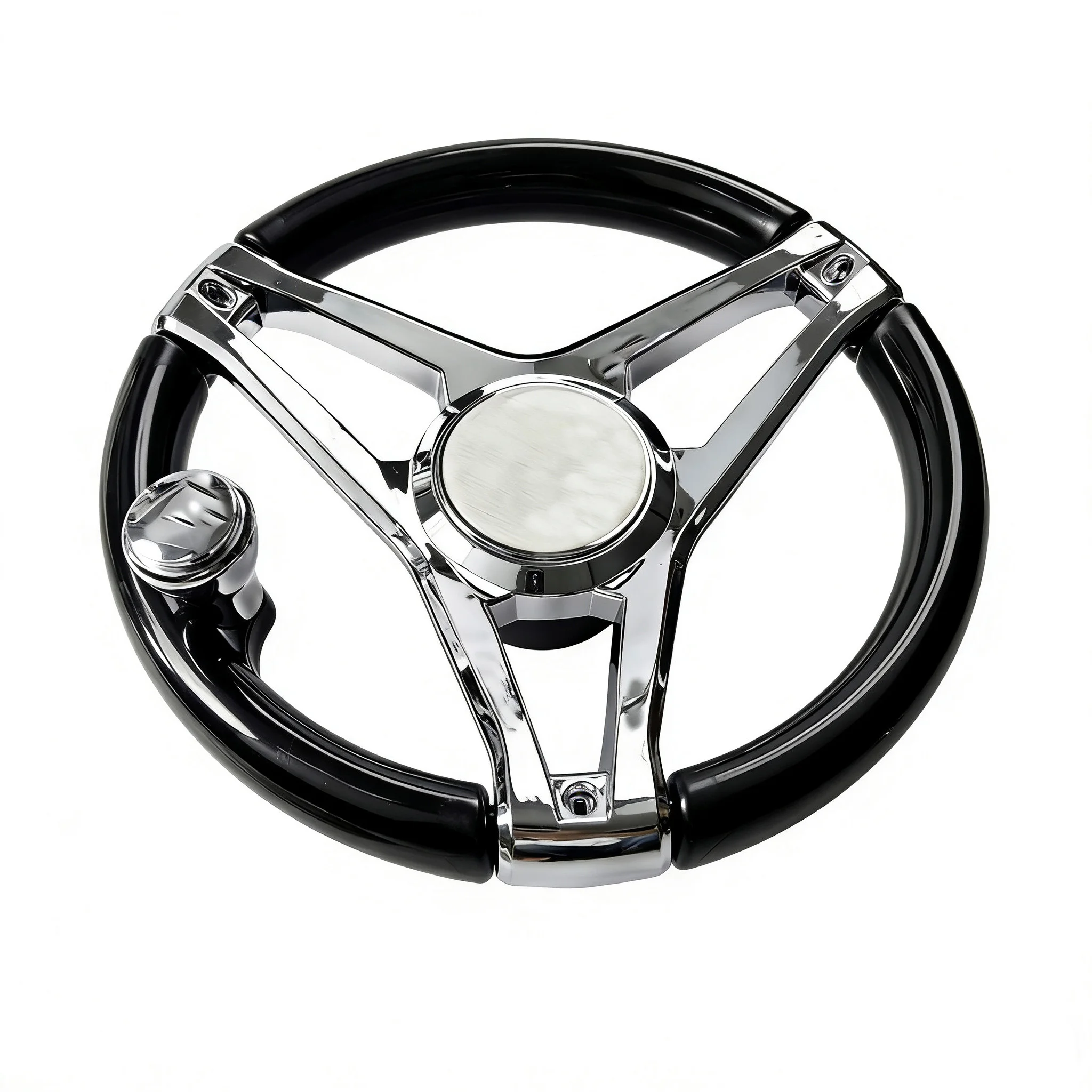 Universal Marine Steering Wheel, Fishing Boat & Speedboat Steering Wheel with Power Knob for Yacht
