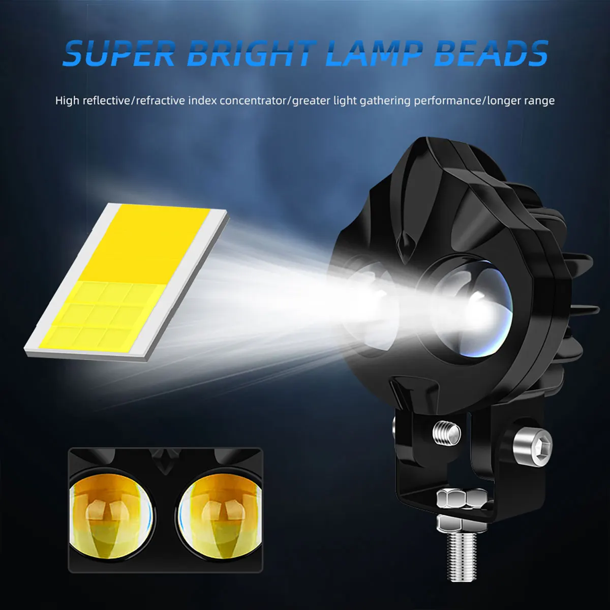 2pcs cartoon superman style LED Spotlight Motorcycle Headlights Fog light Flashlight bulb Driving lights motor Scooter Spotlight