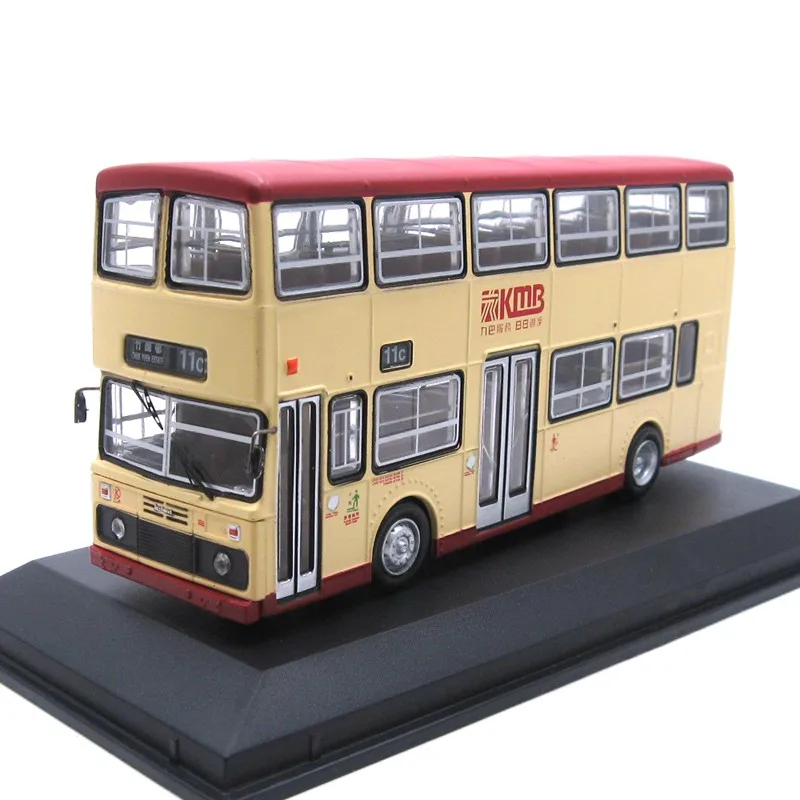 Diecast 1:76 Scale Tiny City Hong Kong Double-decker Bus 11C KMB Alloy Car Model Collectible Toy Gift Souvenir Display Ornament