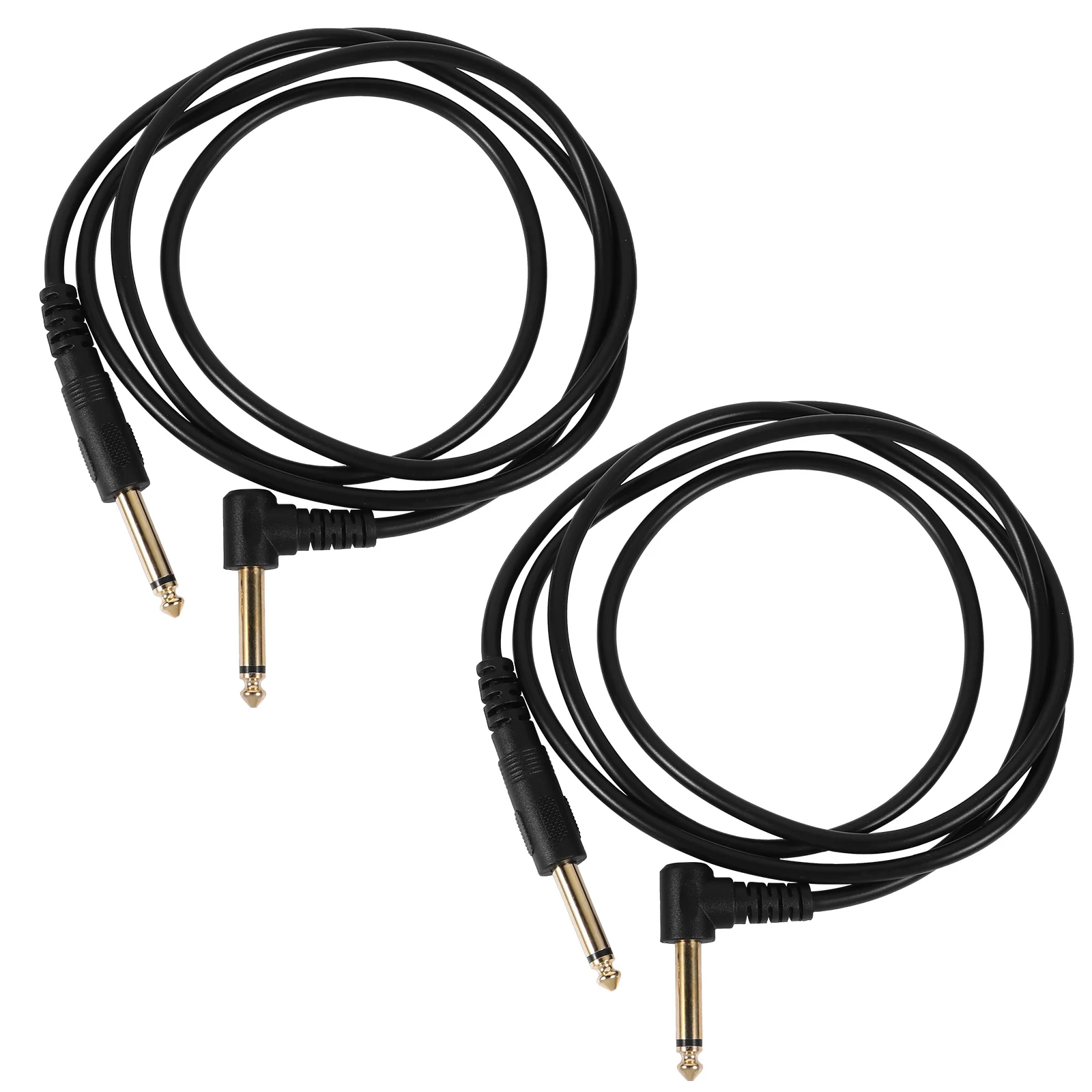 

2pcs 1.5M 6.35Mm Audio Cable Right Angle To Straight Noise Reduction Guitar Cord Soft Pvc Durable Low Capacitance Shielding