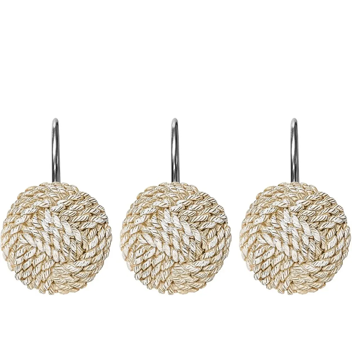 2026 New Boho Knots Shower Curtain Hooks, Home Decorative Shower Curtain Rings for Bathroom, Shower Curtain Hangers Set of 12