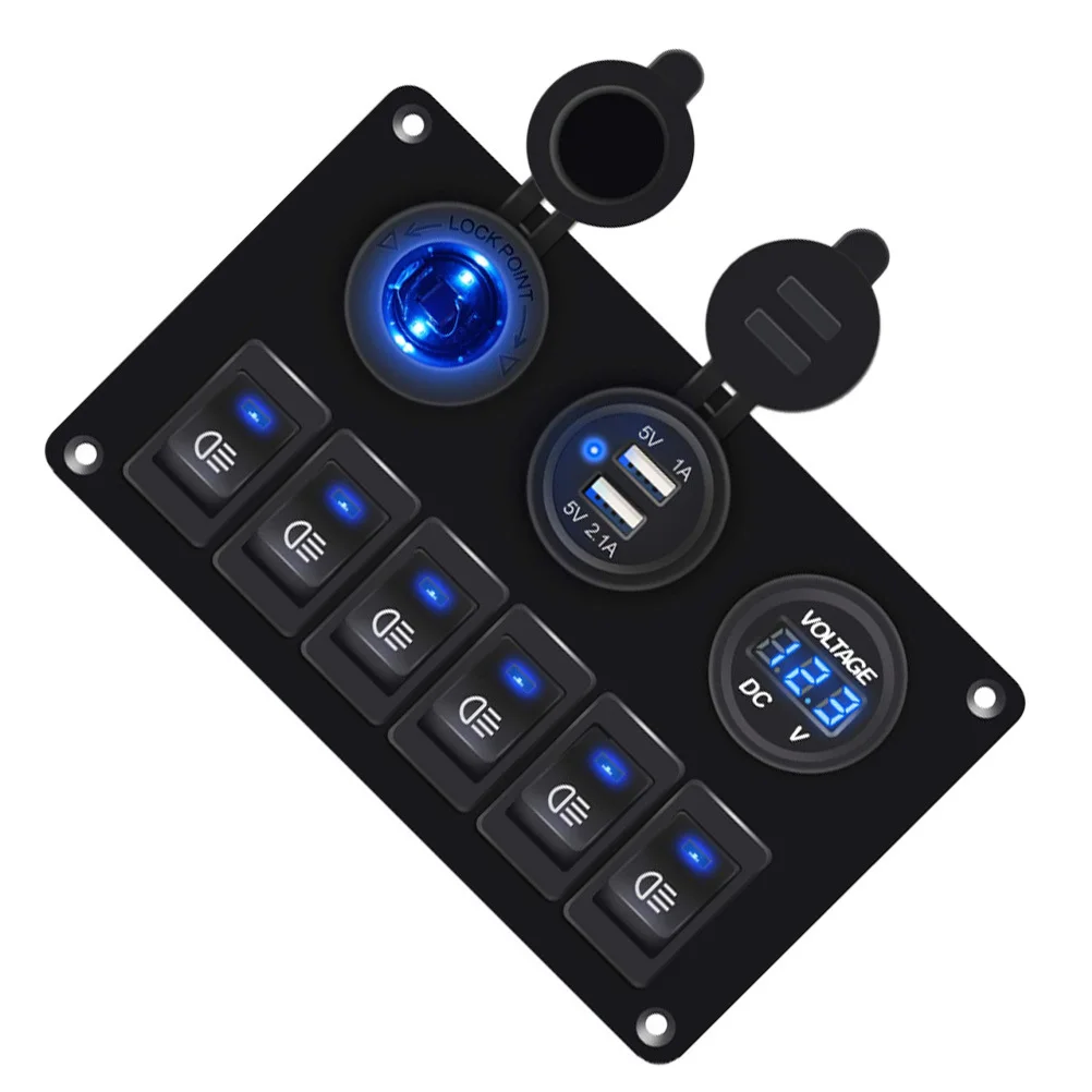 1Pcs Waterproof LED Switch Panel Sturdy Circuit Breaker Rocker Panel with Over Current Protection for Automotive Marine Use