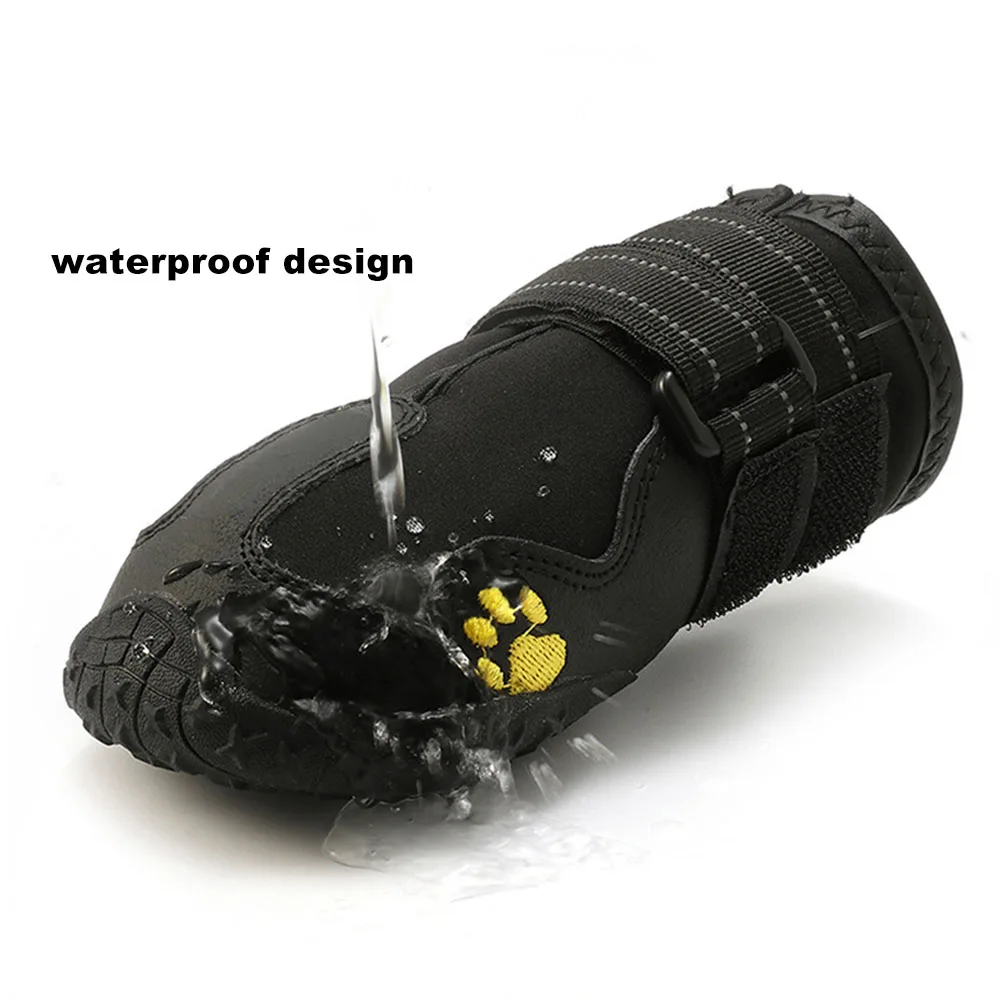 Waterproof Dog Boots Large Dogs Shoes Outdoor Big Dogs Rain Shoes with Two Reflective Fastening Straps and Rugged Anti-Slip Sole