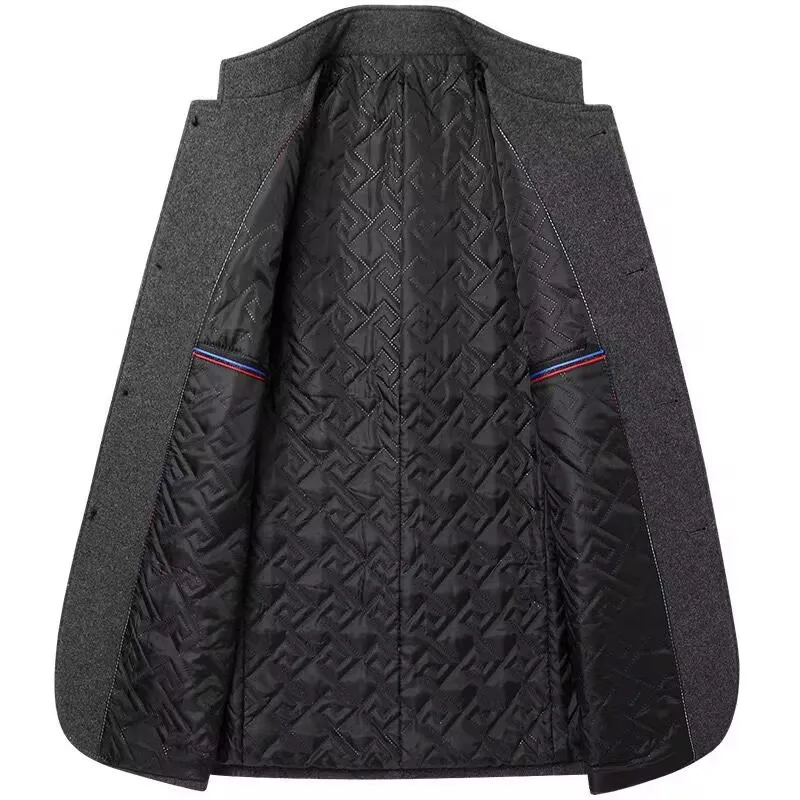 VeraPath brand men's woolen overcoat  Zhongshan suit stand-up collar, middle-aged men's fall-winter woolen men's coat