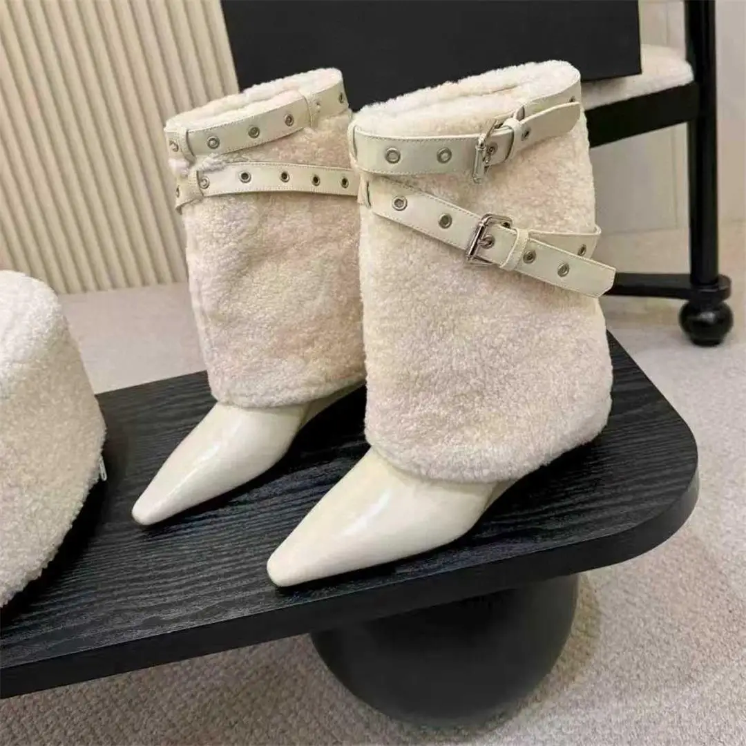 

Женские ботинки до середины икры на танкетке в стиле пэчворк, современные женские брючные ботинки без шнуровки с кожаным ремнем и пряжкой с квадратным носком