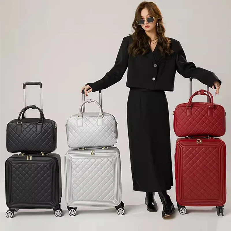 Hoge Kwaliteit Koffer Lederen Case Trolley Bagage 16 "18" Koffer Trip Cabin Reiskoffers 20/24 Inch Bagage Set