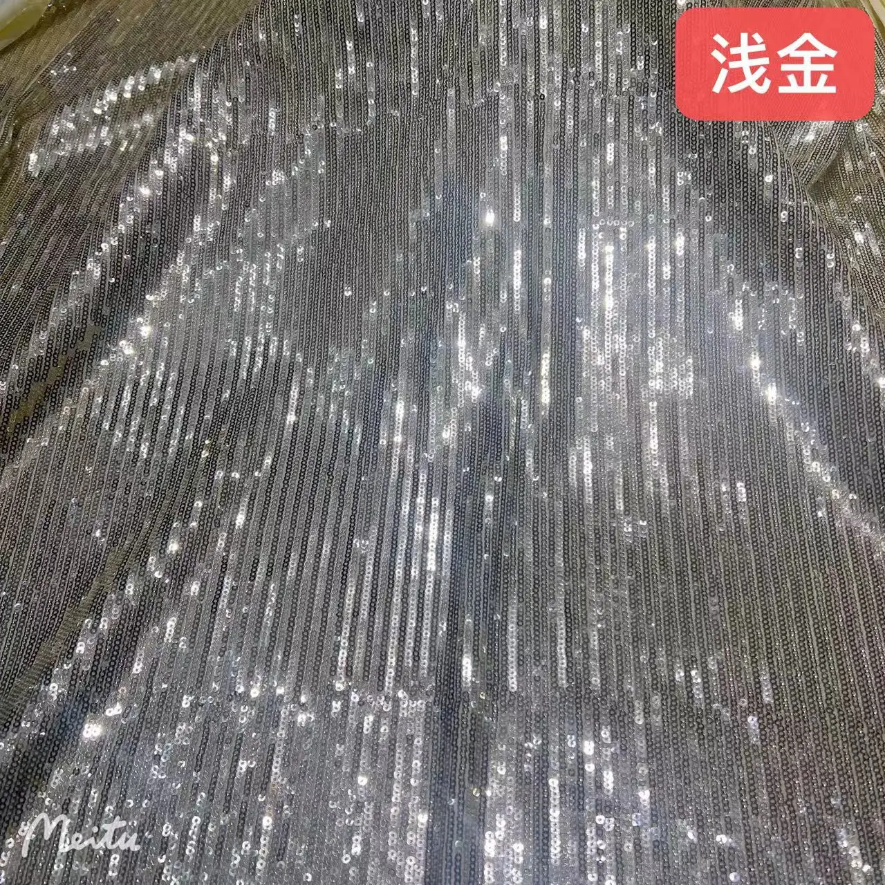 8 Colors 3mm Full Small Striped Sequin Fabric For Evening Dress Material Glitter Tissus Dry Rube Embroidered Lace Accessory
