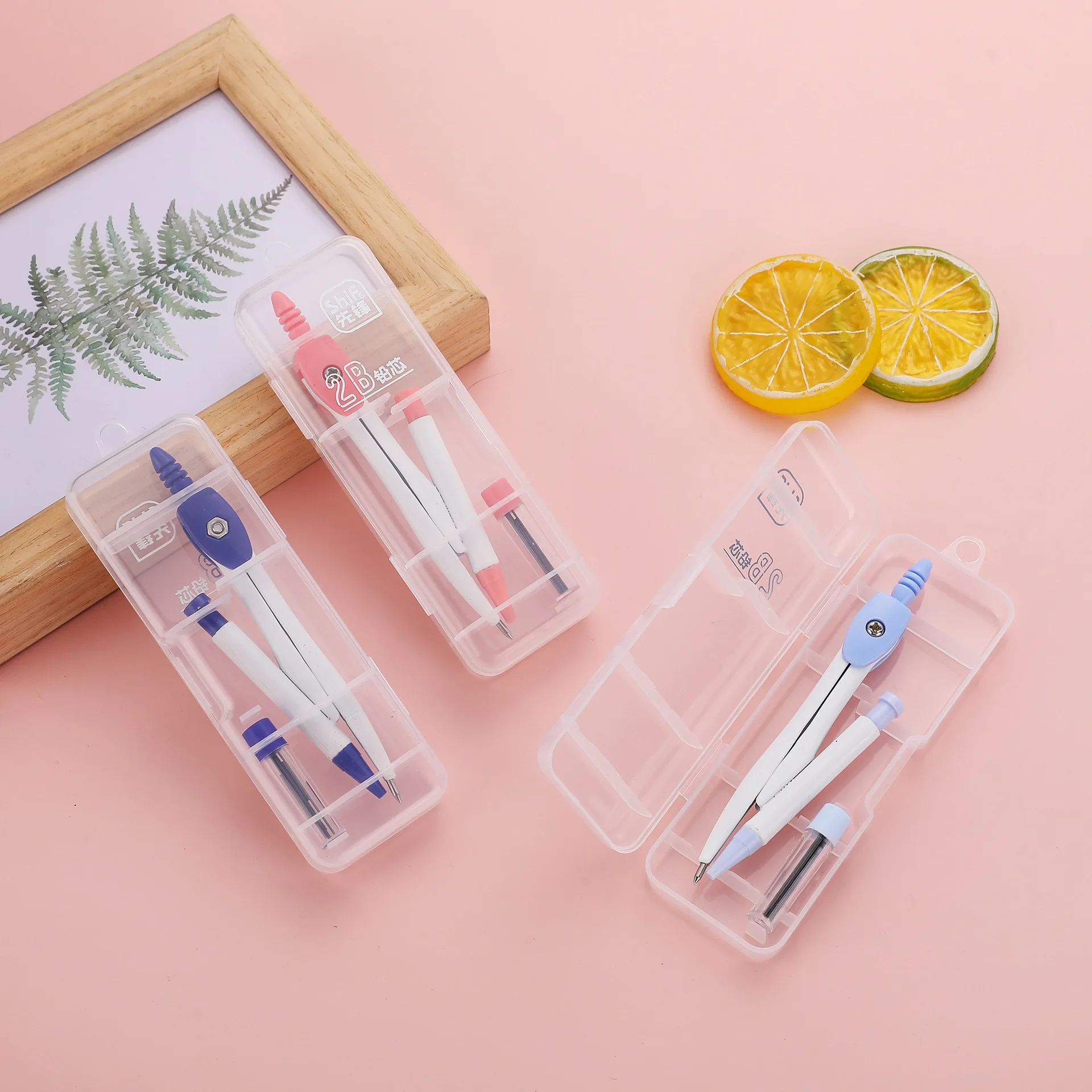 Compass set 2-piece set Student exam ruler drawing Compass painting Mathematics teaching stationery student kit  geometry set