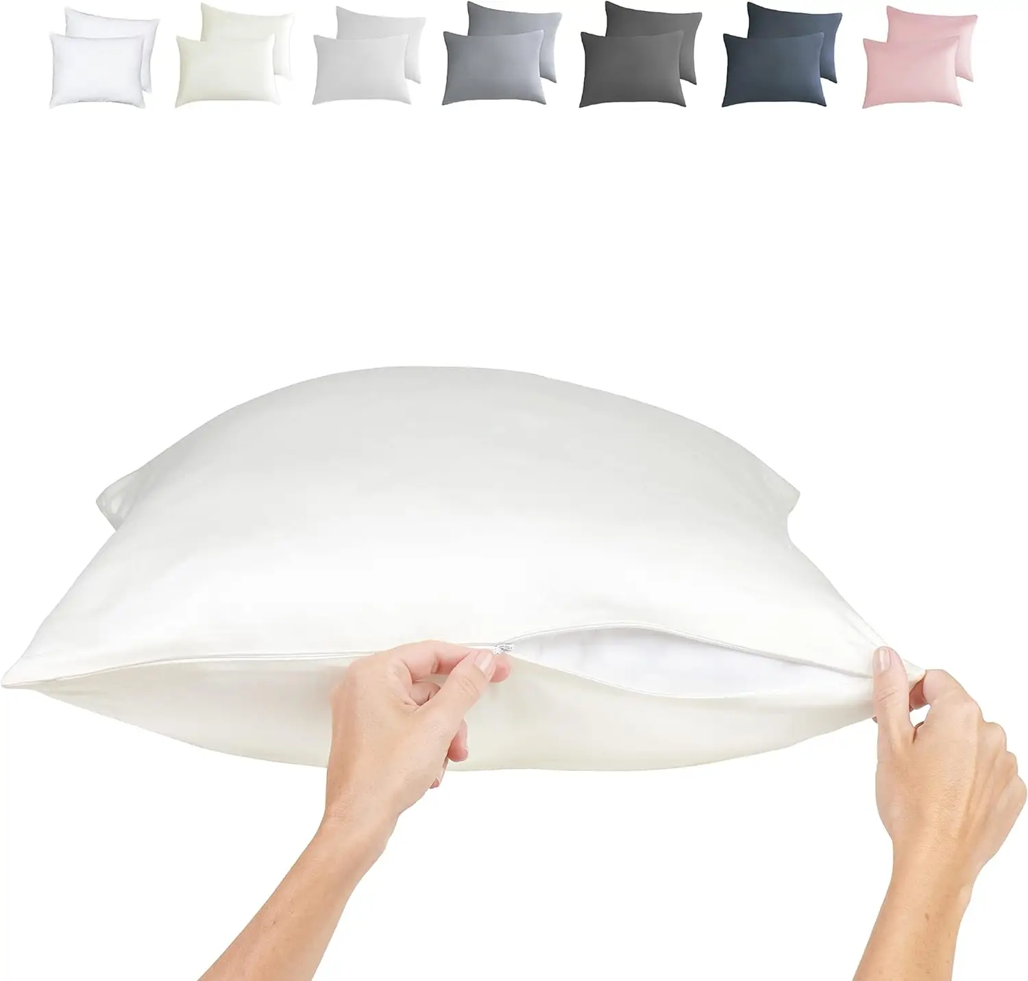 2Pcs Bamboo Viscose Pillowcases Set King Size 36x20in Cooling Pillow Covers Silky Soft Breathable Solid Bedding with Hidden Zipper OEKO-TEX Certified Machine Washable