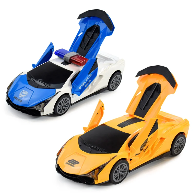 Carro de corrida elétrico da polícia das crianças deformação universal da roda com luz da música, presente do brinquedo dos esportes do carro elétrico dos meninos