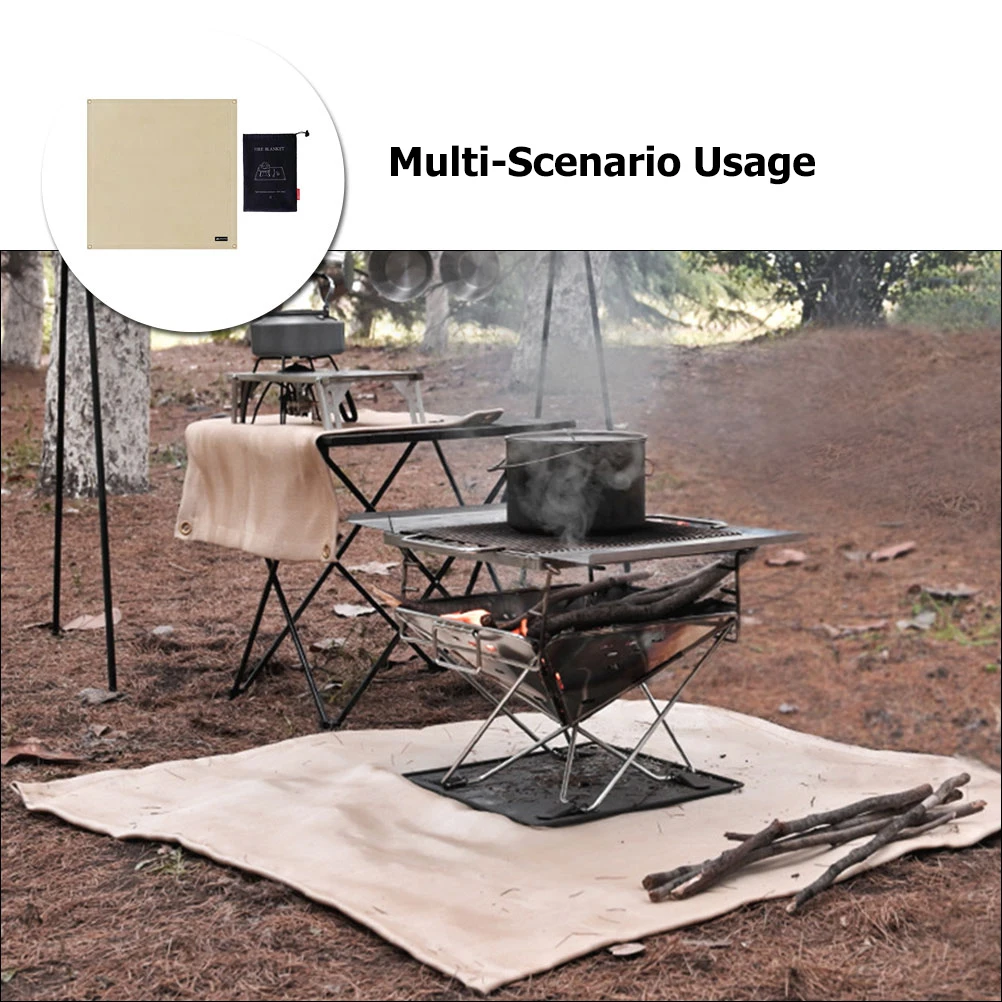 

Fireproof Heat Resistant Blanket Fiberglass Copper Camping BBQ Protective Pad Flame Retardant Mat Stove Mat Outdoor Use