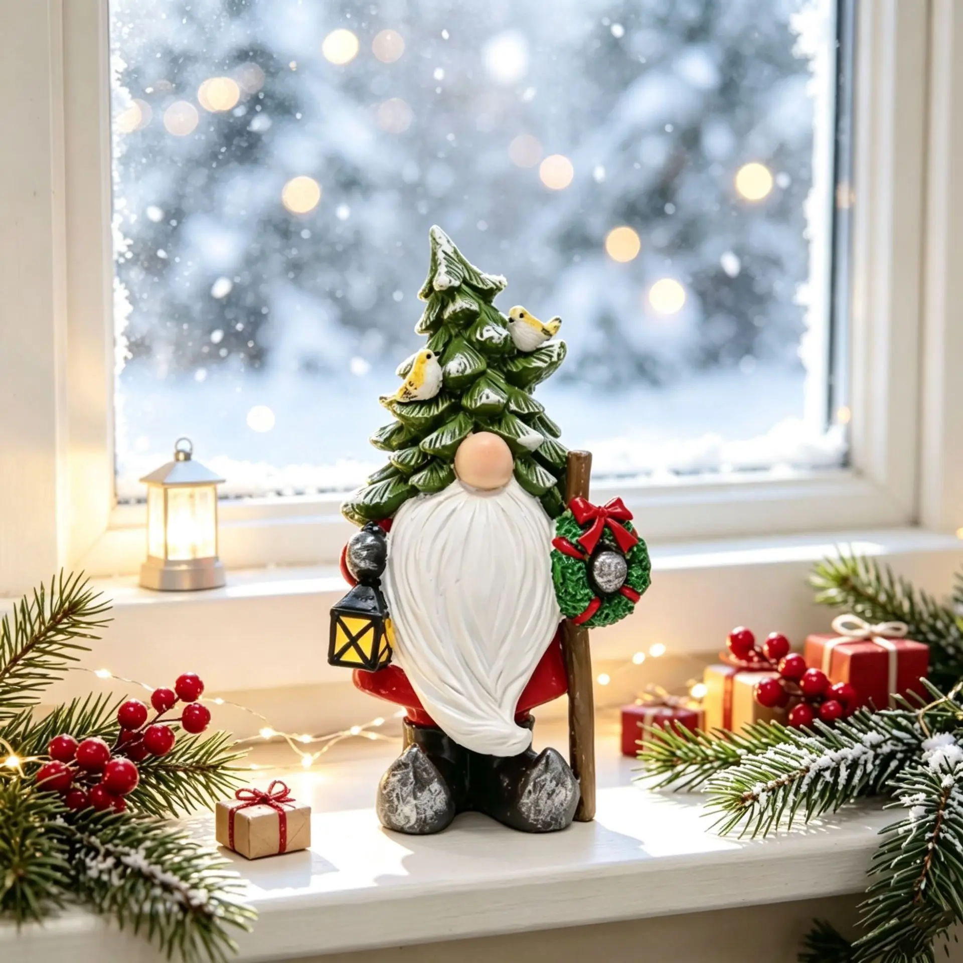 New Christmas Tree Dwarf Figurines Xmas Resin Ornament Cute Dwarfs Resin Statue Home Desk Decor Crafts Party Favor Present