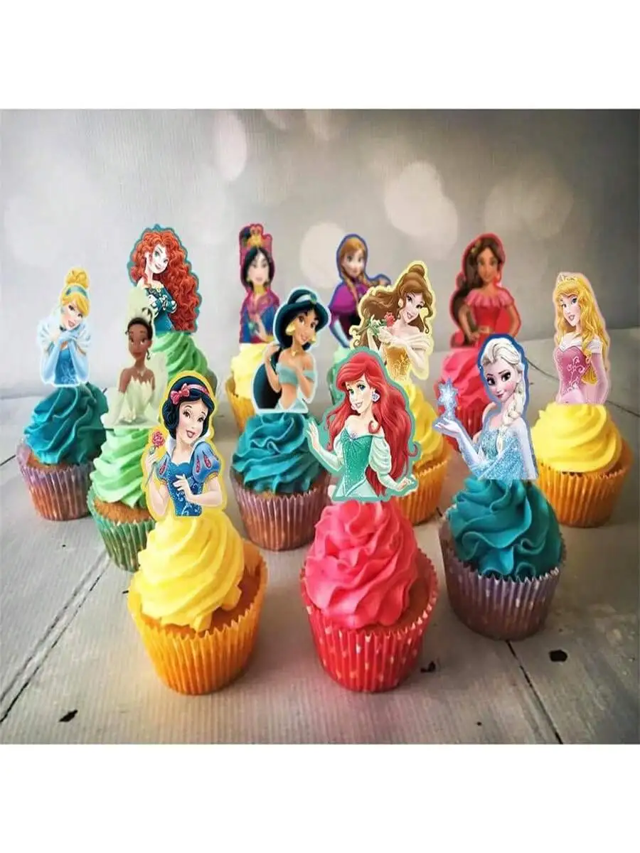 Disney 30Pcs Princess Theme Fork Birthday Party Family Party Halloween Christmas Cake DIY Decoration Supplies