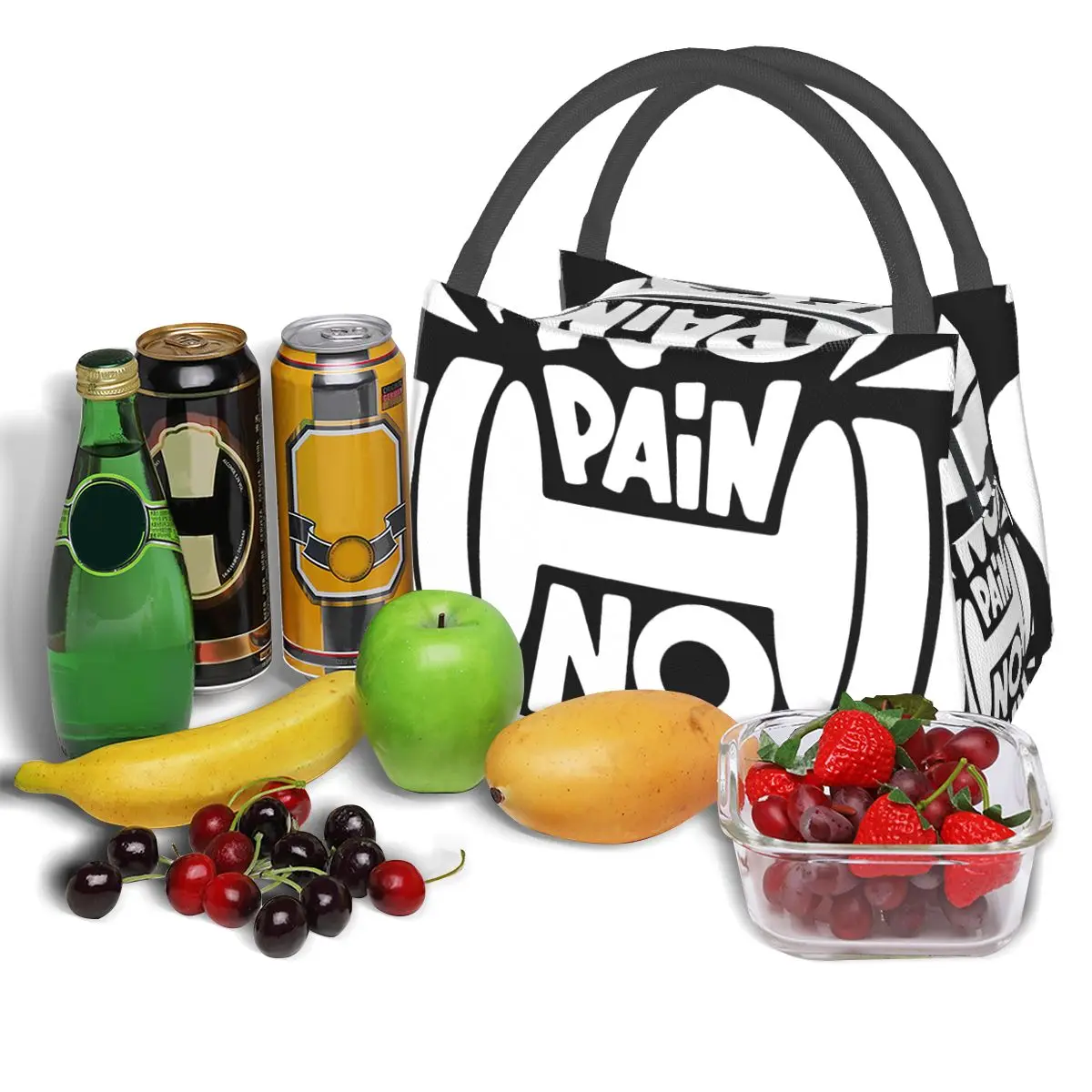No Pain No Gain Portable insulation bag for Cooler Food Office Pinic Container