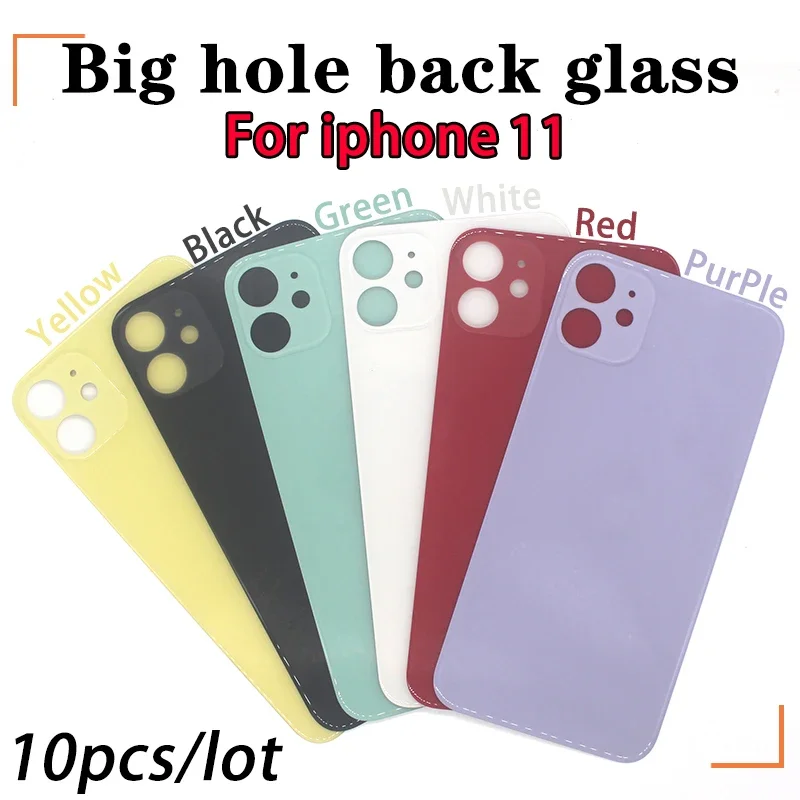 10 sztuk/partia dla iPhone 11 Pro Max tylna szklana obudowa iphone 11 oryginalna kolorowa tylna obudowa z dużym otworem