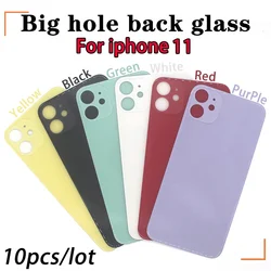 IPhone 11 için 10 adet/grup Pro Max arka cam iphone 11 pil kapağı orijinal renk geri kabuk büyük delik arka cam