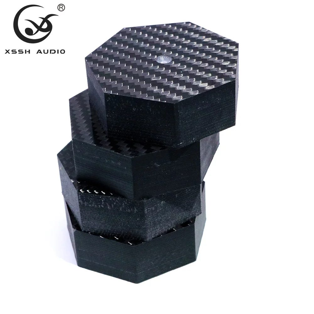 Heptagonal 7-Sided Carbon Fiber Speaker Spikes 60*20mm Vibration Damping Isolation Feet For CD Player Amplifier Audio Equipment