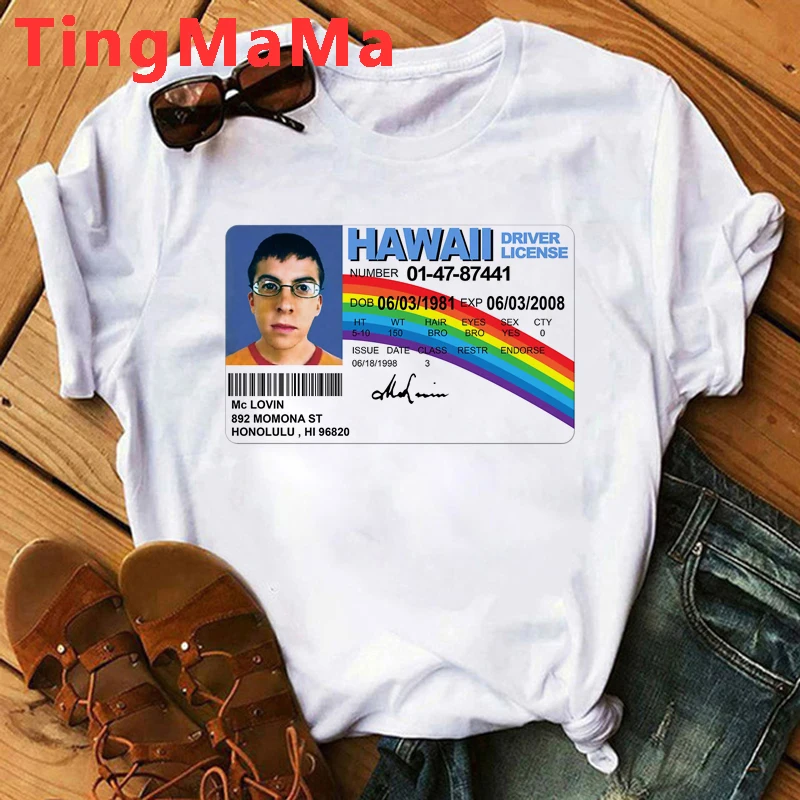 Homme T Shirt Summer Men T-shirt Mclovin Id Card Superbad Geek Mens Hip Hop Funny Graphic Tees Harajuku Shirt Male