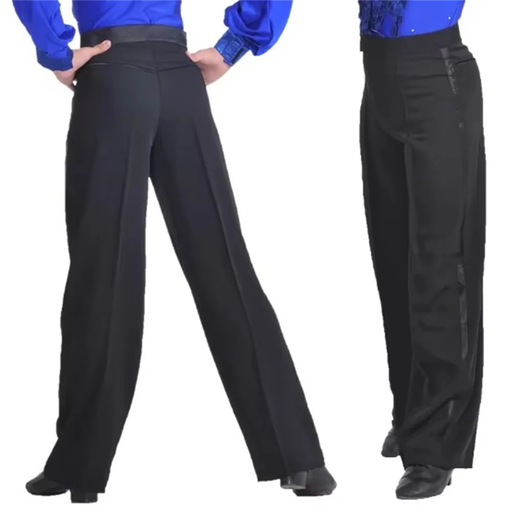 Professionele Mannen Zwarte Latin Dance Broek Jongens Volwassen Satijn Ballroom Dans Broek Salsa Tango Rumba Samba Cha Cha Latin Broek