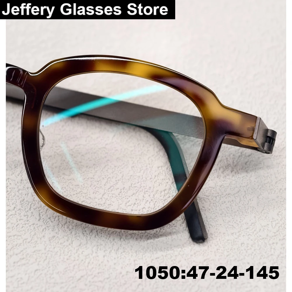 Gafas de acetato cuadradas de marca danesa, montura 1050 para hombre y mujer, gafas ultraligeras de titanio, gafas transparentes verdes vintage