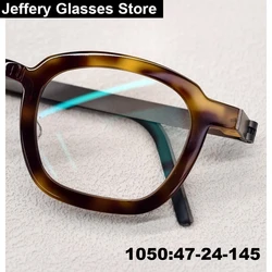 Denmark Brand Square Acetate Glasses Frame 1050 Men Women Titanium Ultralight Eyeglasses Vintage Green Transparent Spectacle