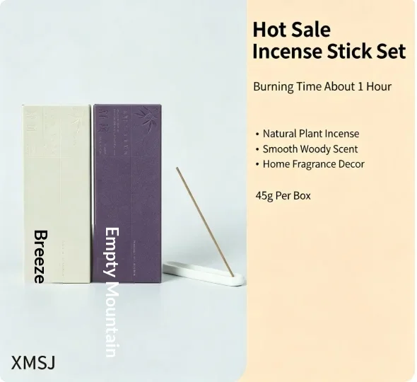 XMSJ Hot Sale Incense Stick Set, 45g Per Box, Burn About 1 Hour, Natural Plant Home Scent.