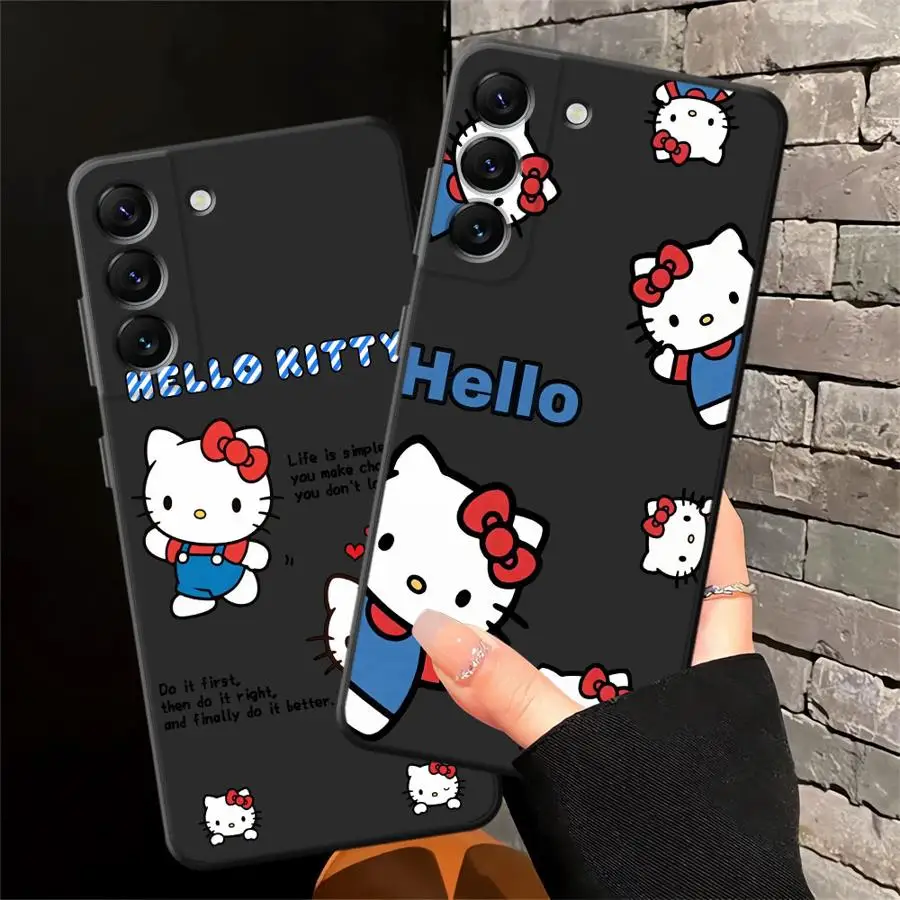موضة مرحبا كيتي الكرتون الأسود لينة غطاء الهاتف حقيبة لهاتف سامسونج غالاكسي A70 A04 A06 A05 A10 A12 A17 A50 A40 A16 A30 A15 A20
