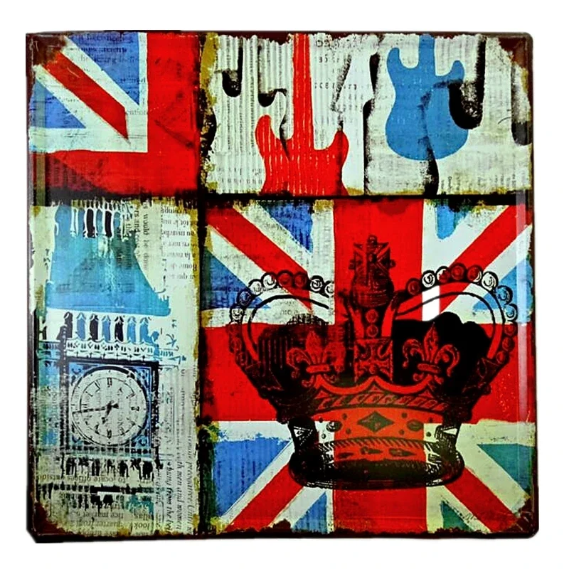 Vintage London Retro Metal Plate Metal Poster Plaque Metal Vintage British Coffee Bar House Home Living Room Decor