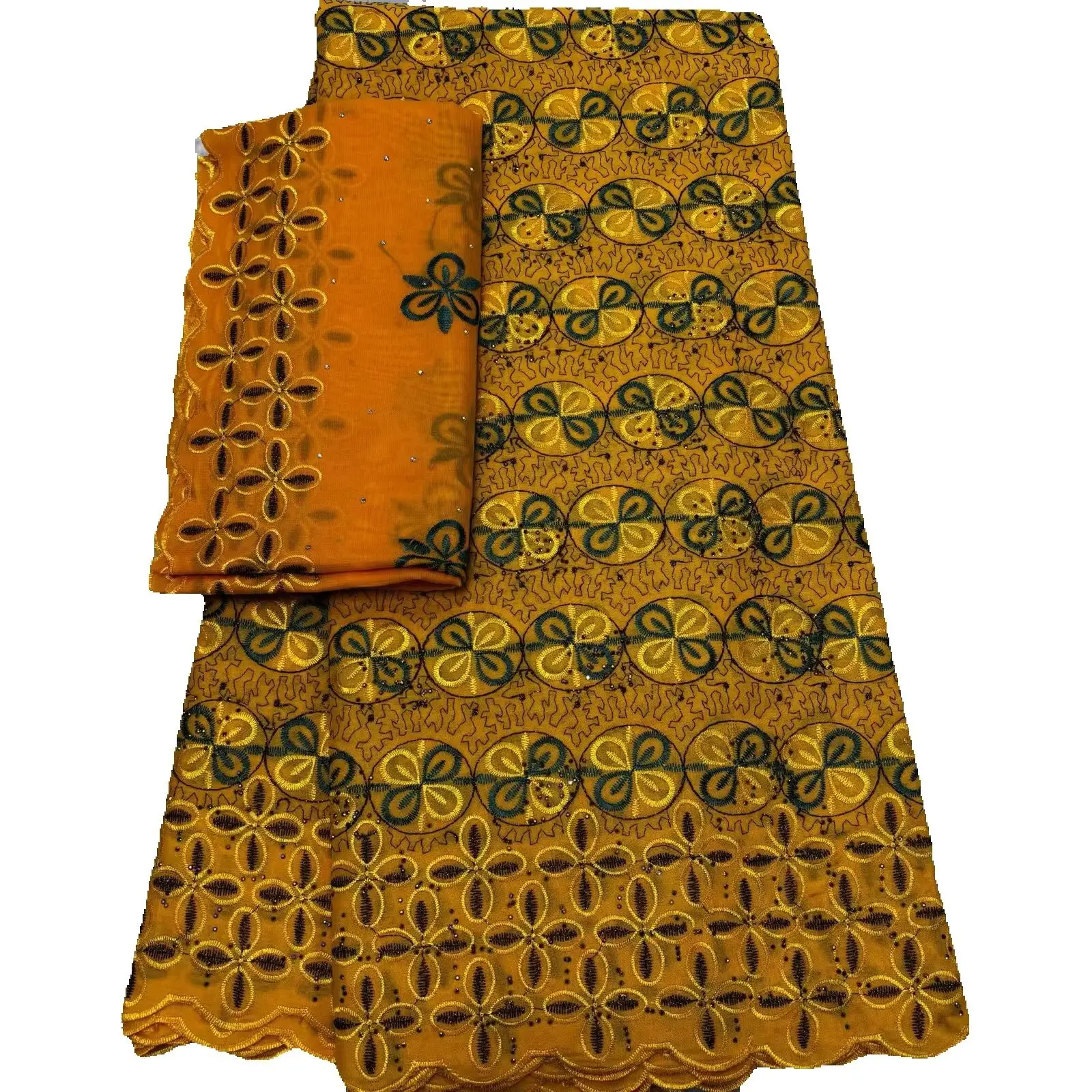 

Swiss Voile Lace Fabric With Stones High Quality Voile Lace And Tulle Scarf,Cotton Fabrics For Women Dress 5+2 Yards