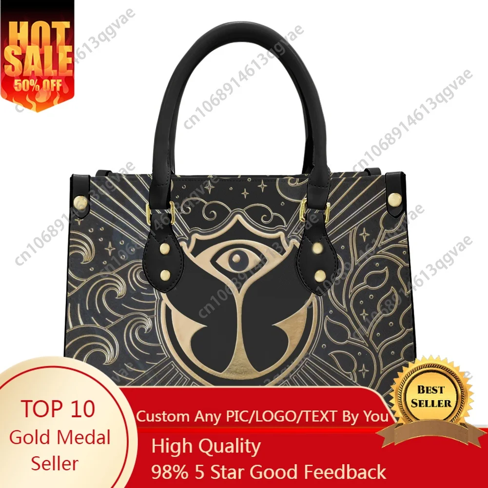 

Tomorrowland Flag Tote Bag Purse Womens Mens Personalized Text Image PU Leather Handbag Business Shopping Gift Bags