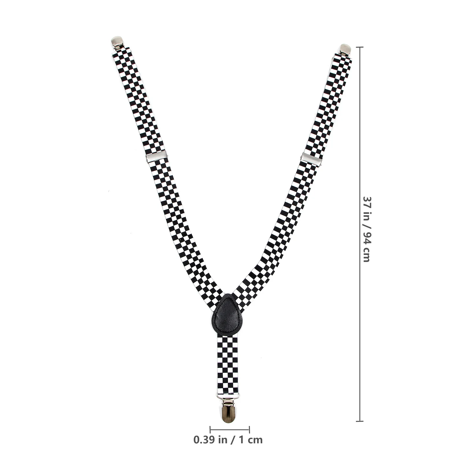 Checkered clip-on chaves, elástico Y-back suspensor, preto e branco