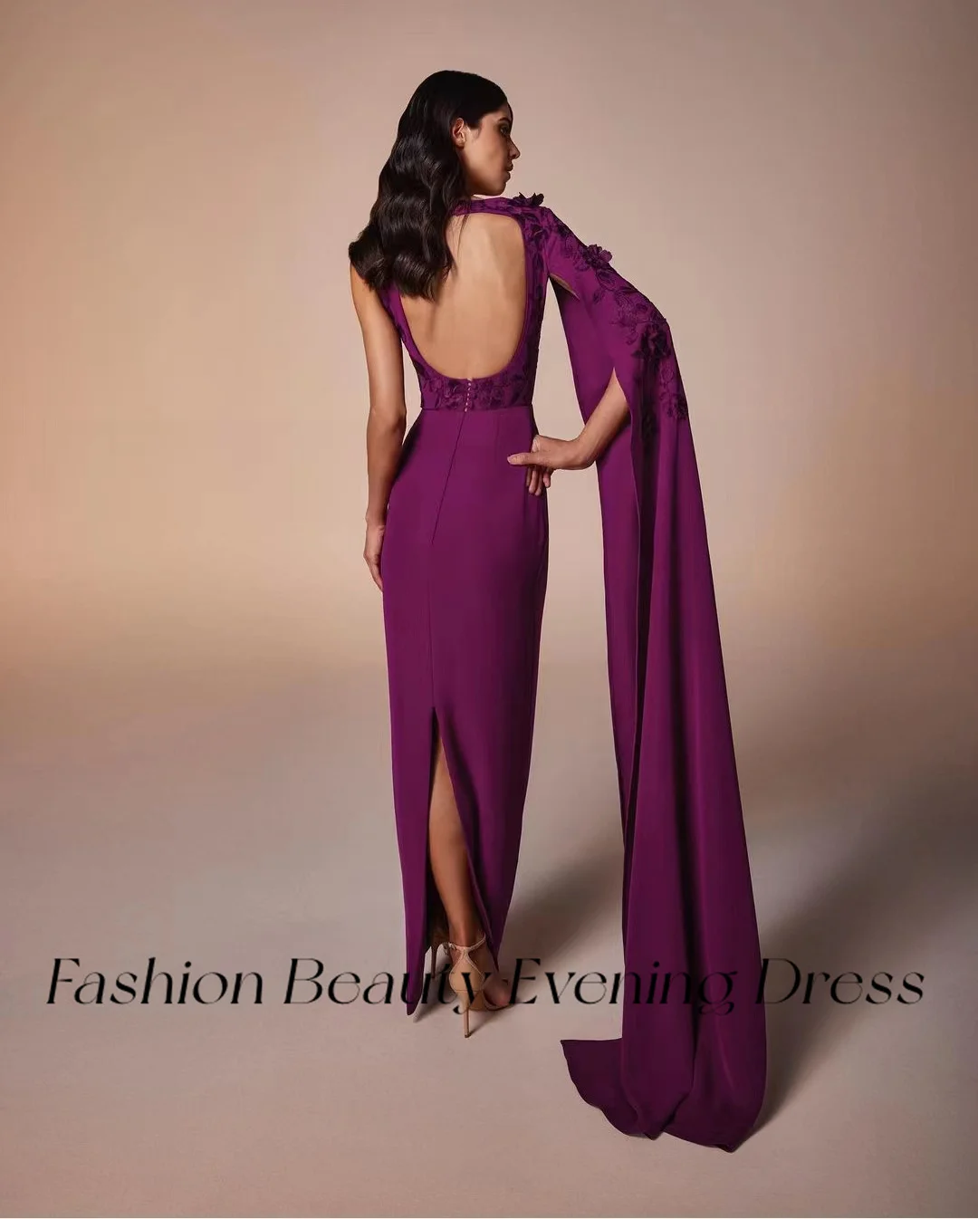 Fashion Beauty Prom Dresses One Shoulder Flower Appliqued Sexy Backless Formal Occasion Dress For Women 2024 vestidos de noche