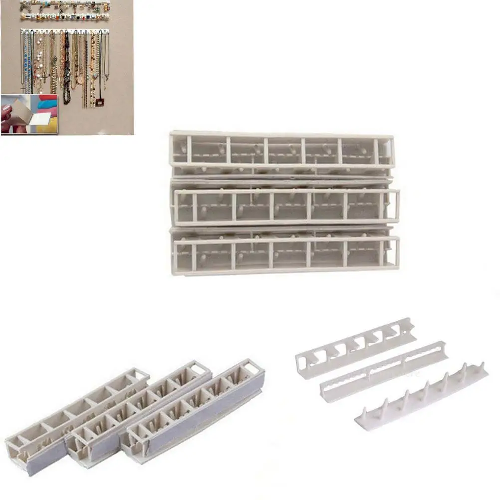 

9in Jewelry Display Organizer 3pcs Rings Necklace Earrings Adhesive Hooks Wall Hanging Storage Lightweight Durable Portable