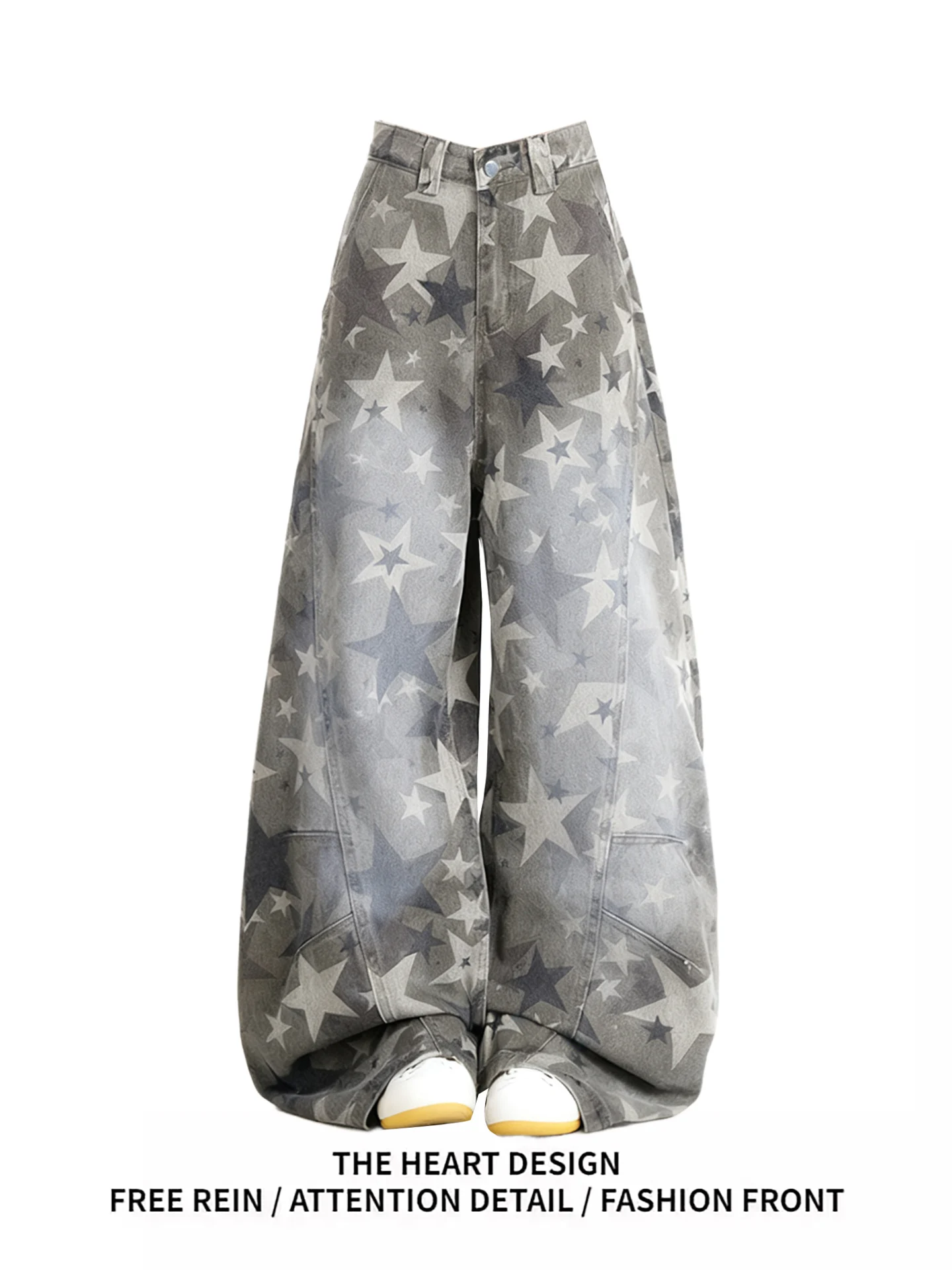 

American Sle Camouflage Wide Leg Jeans Women's Autumn Winter New Design Loose Straight Knife Pants High Waist Denim