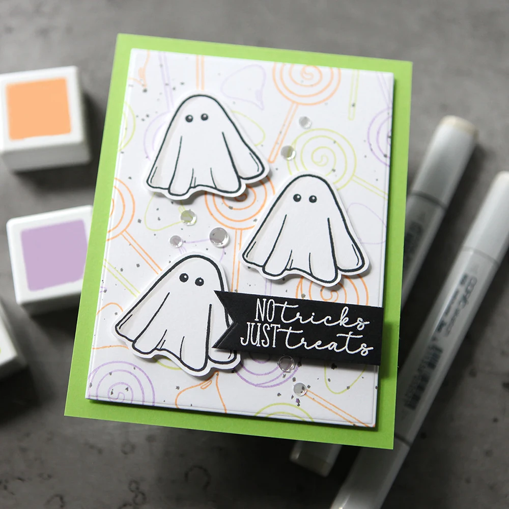 No Tricks Just Treats Halloween Cake Ghost Cutting Dies/Clear Stamp Crafts Card Album Making DIY Stencil 2023