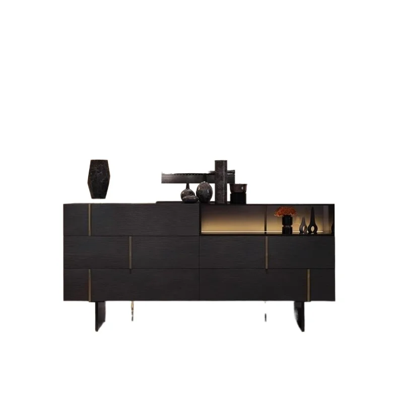 

Italian light luxury chest, household multi-functional storage glass cabinet, modern simple villa living room