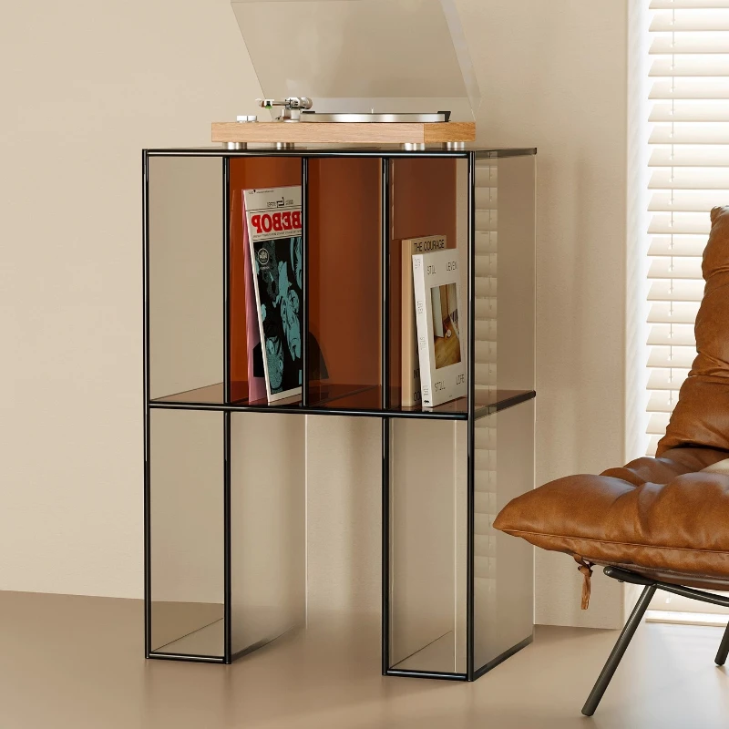 

Sofa Side Cabinet Vinyl Record Cabinet Living Room Bookshelf Storage Shelf Light Luxury Premium Floor Bookcase Side Cabinet