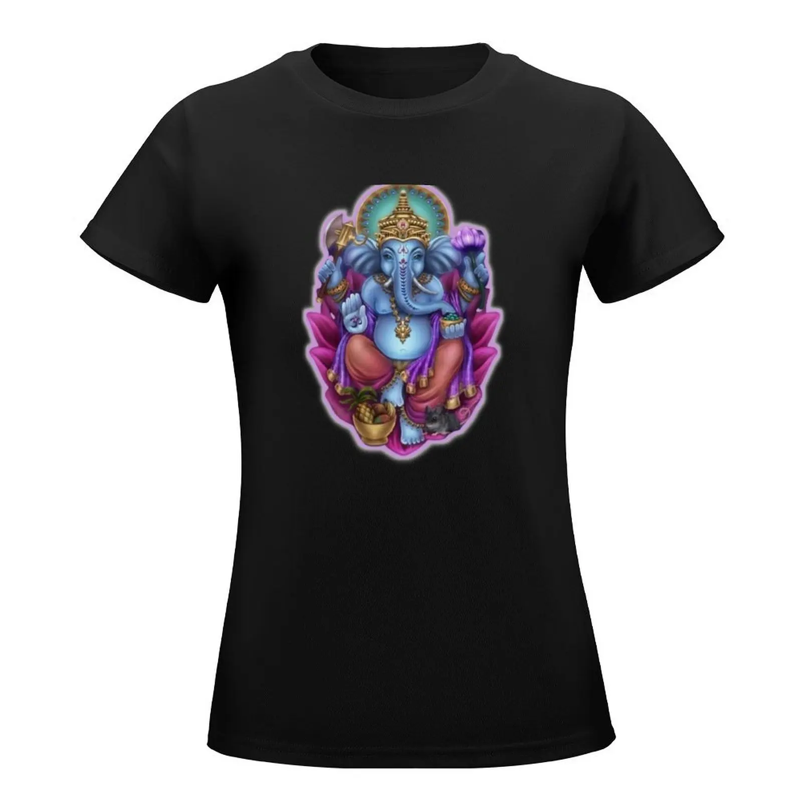 Purple Haze Lord Ganesh T-Shirt funny vintage clothes hippie clothes spring clothes Women 2024