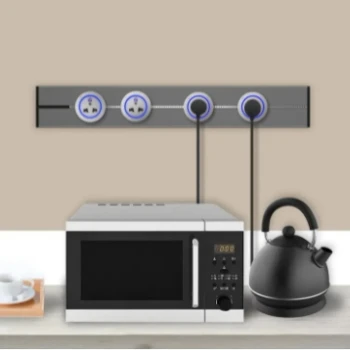 Enchufe de pared inteligente universal para riel montado en la oficina con enchufes y interruptores inteligentes tipo C extraíbles para Reino Unido/EE. UU.