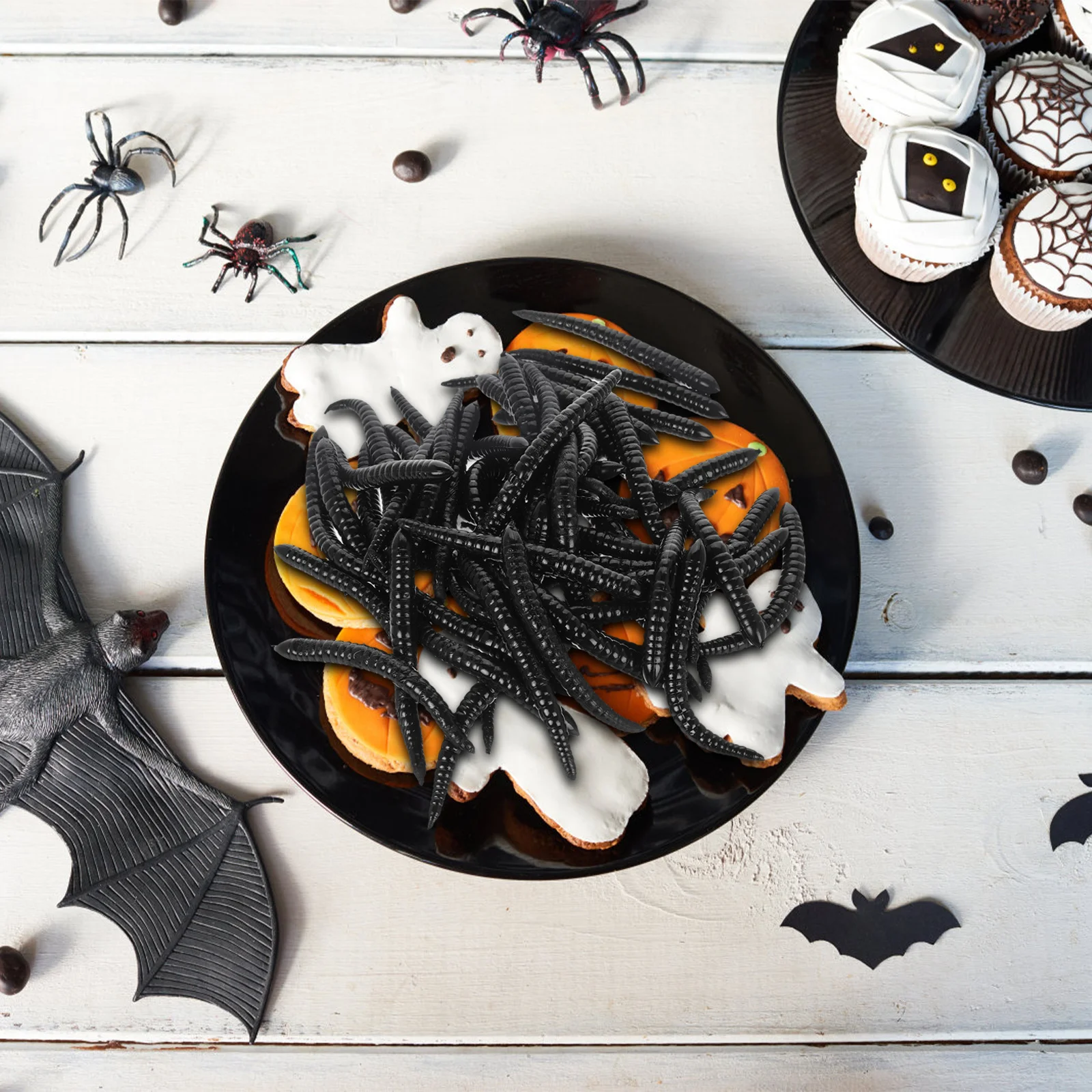 50 Stuks Realistische Tpr Imitatie Worm Halloween Prank Props Levensechte Nep Rupsen voor Party Decoraties Enge Prank Items