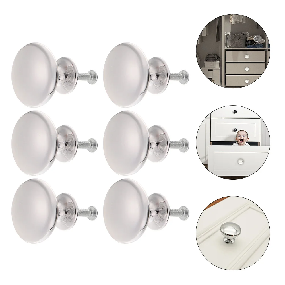 

6 Pcs Mushroom Shaped Pull Handles Zinc Alloy Cabinet Knobs Drawer Pulls Round Cupboard Door Knobs Brushed Nickel Furniture
