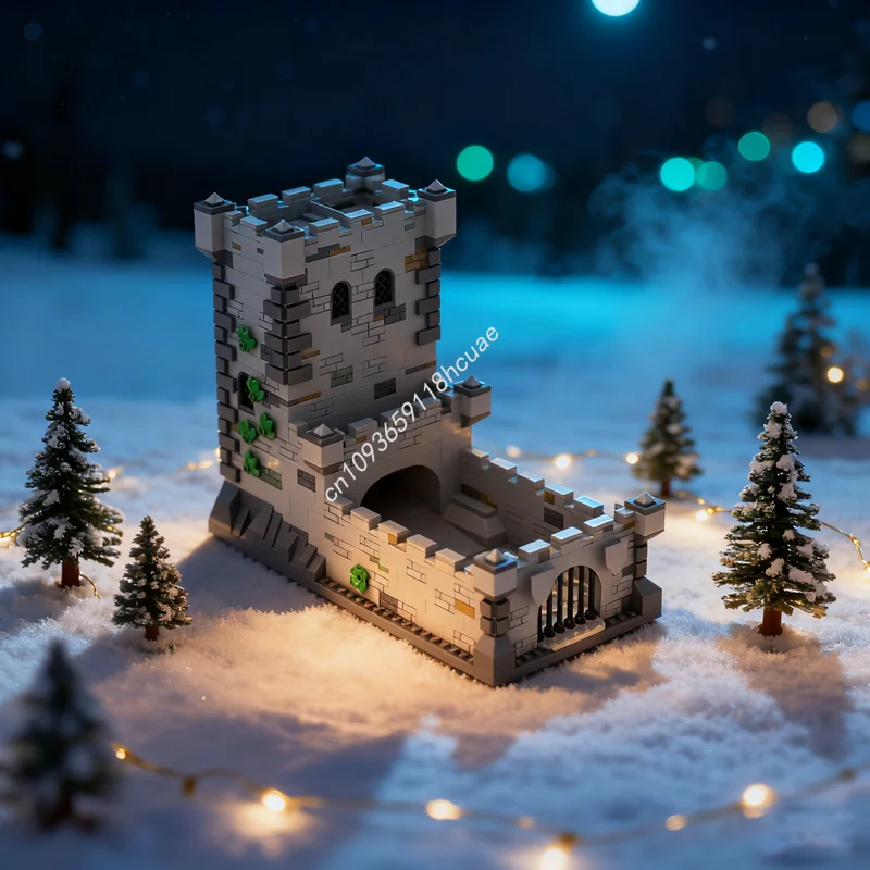 

1095 шт. MOC вежа для нарезки на кубиках, модель замка, строительные блоки, архитектурные игрушки, сборка рождественских подарков, идея «сделай сам», детский день рождения