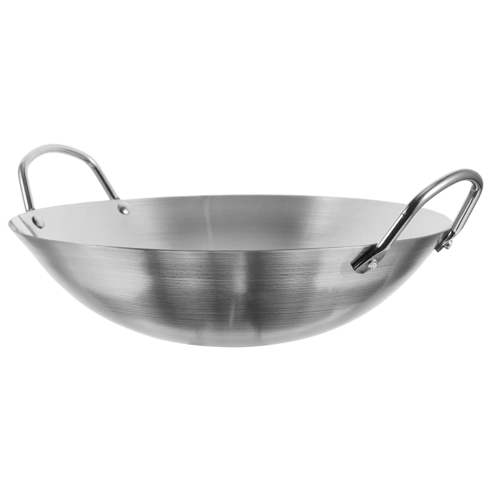

Binaural Wok Stainless Steel Cooking Pan For Home Kitchen Frying Meat Vegetables Practical Household Wok Kitchen Utensil