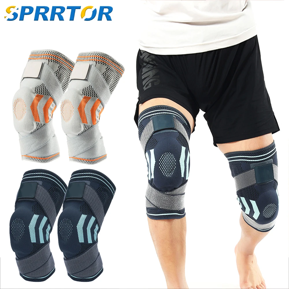 Knee Brace Support with Adjustable Straps,Knee Compression Sleeve Support with Silicone Pad for Running,Workout,Arthritis,Sport