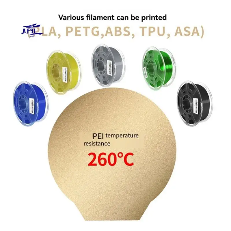 

AF91-For Flsun V400 309MM 3D Printer Build Plate Round Textured PEI / Smooth PEO Magnetic Spring Steel Flex Bed PEI Sheet